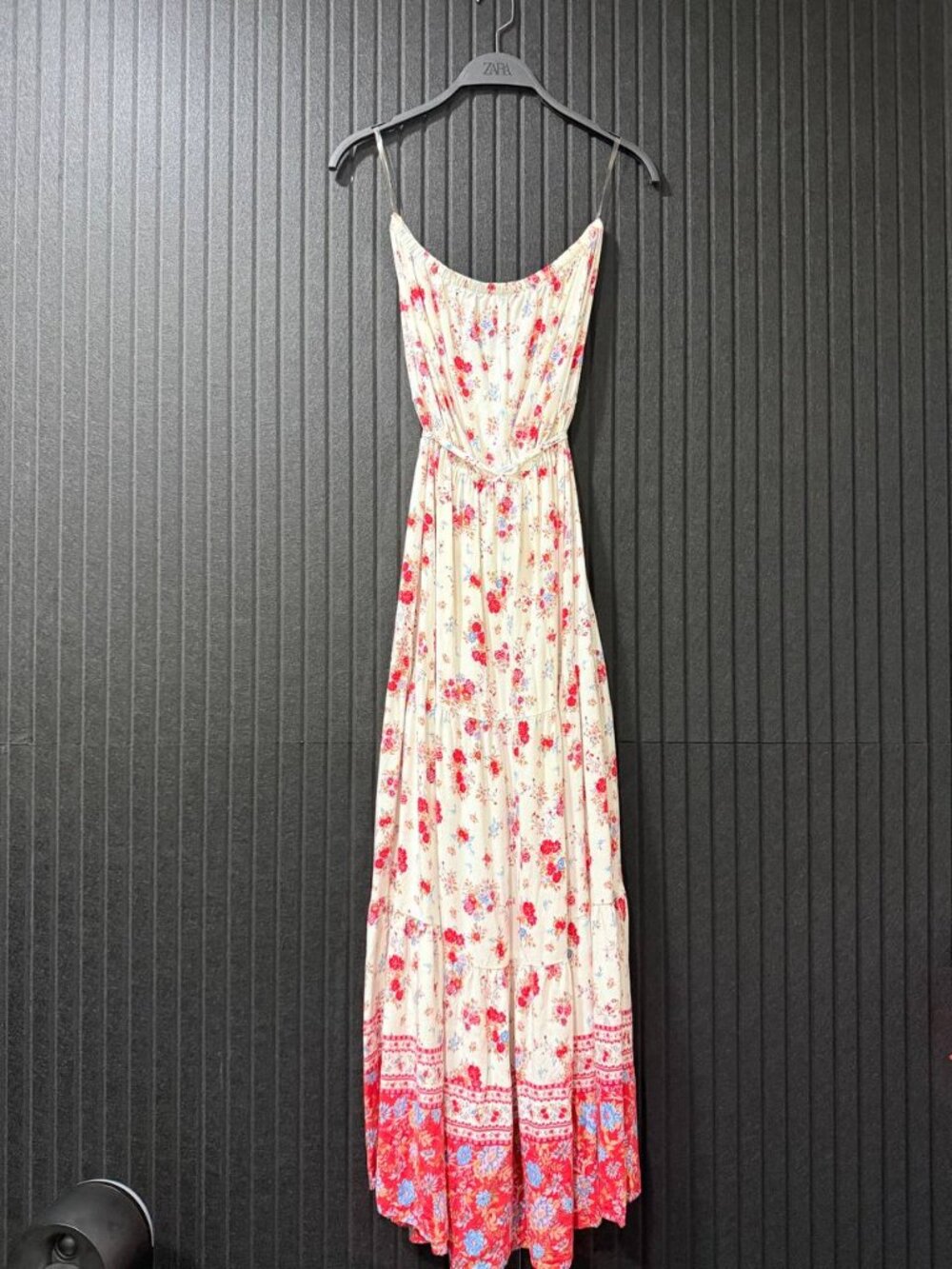 BeBop Floral Spaghetti Strap Maxi Dress with Border Print - Size Small